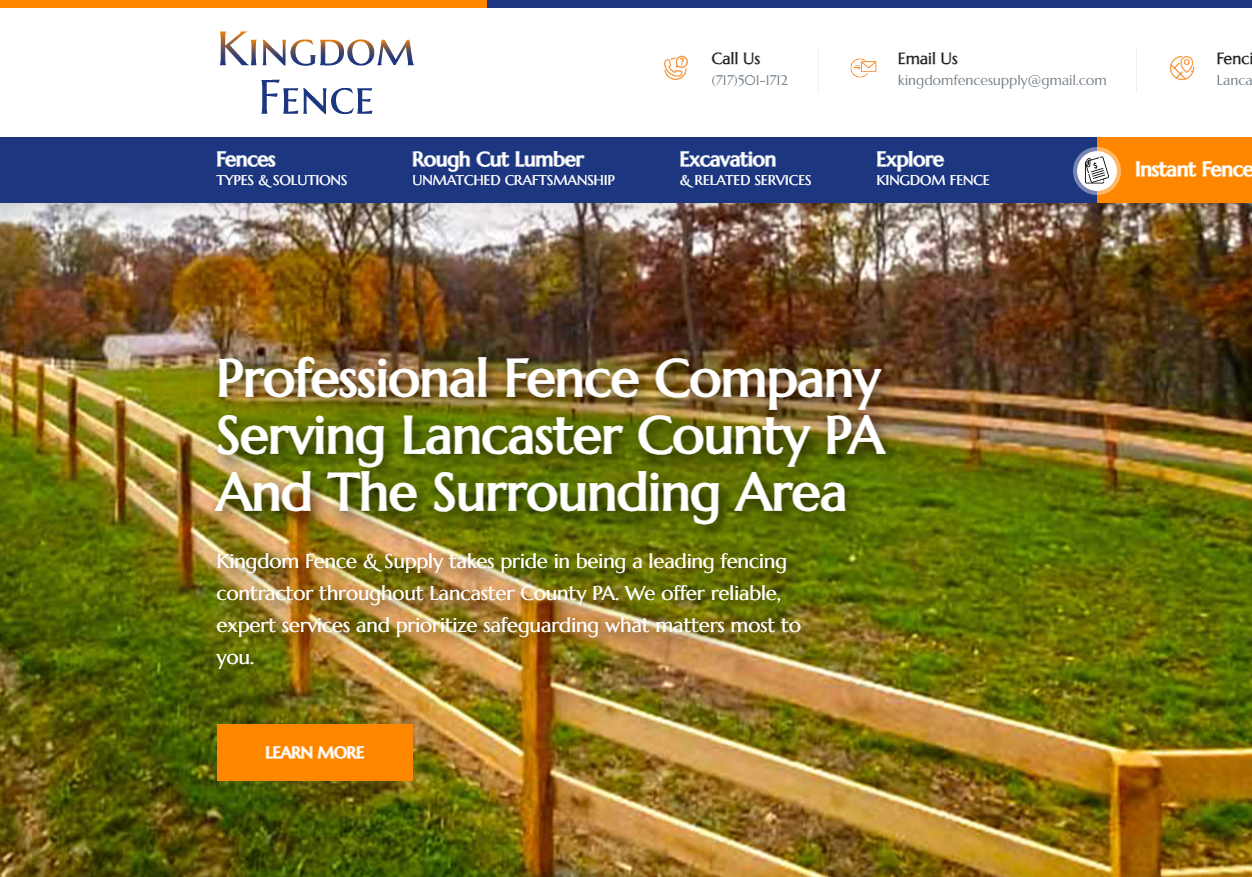 Photo of a Lancaster, PA fence company website